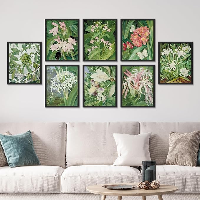 SIGNWIN Framed Poster Bathroom Decor, Wall Art Room Decor Multicolor for Living Room, Bedroom, Office Botanical Floral Garden Zen Flower Classic Vintage Illustrations Bohemian - 12"x16"x 8 Black