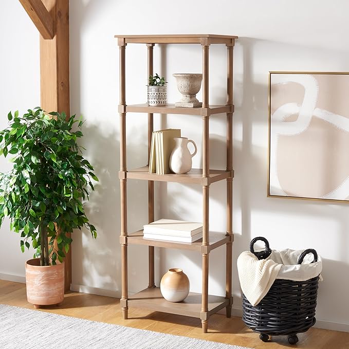 Safavieh American Homes Collection Odessa Grey 5 Tier Bookcase |Sepia