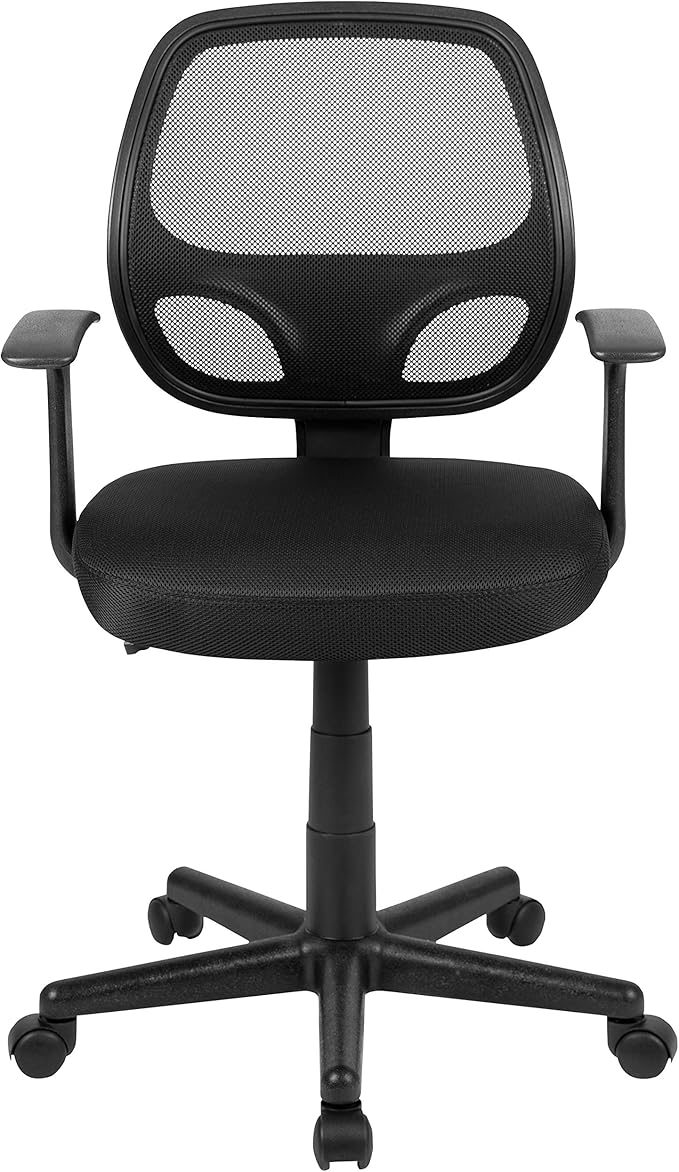 Flash Furniture Flash Fundamentals Mid-Back Black Mesh Swivel Ergonomic Task Office Chair with Arms