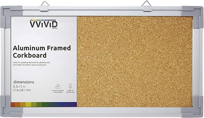 VViViD Aluminum Framed Bulletin Corkboard (8.5" x 15")