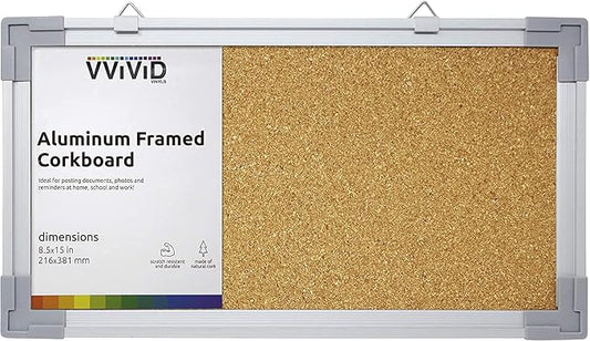 VViViD Aluminum Framed Bulletin Corkboard (8.5" x 15")