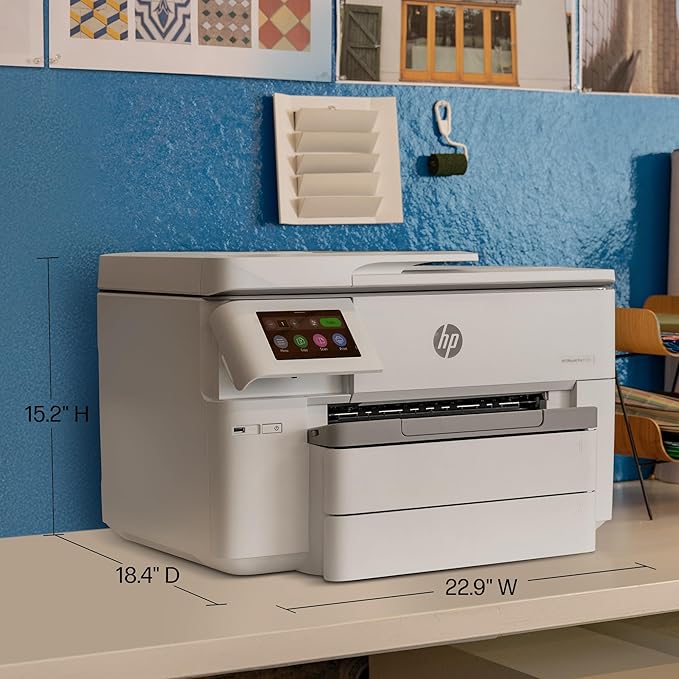 HP OfficeJet Pro 9730e Wide Format Wireless All-in-One Color Inkjet Printer, Print, scan, Copy, ADF, Duplex Printing Best-for-Office, 3 Month Instant Ink Trial Included, AI-Enabled (537P6A)