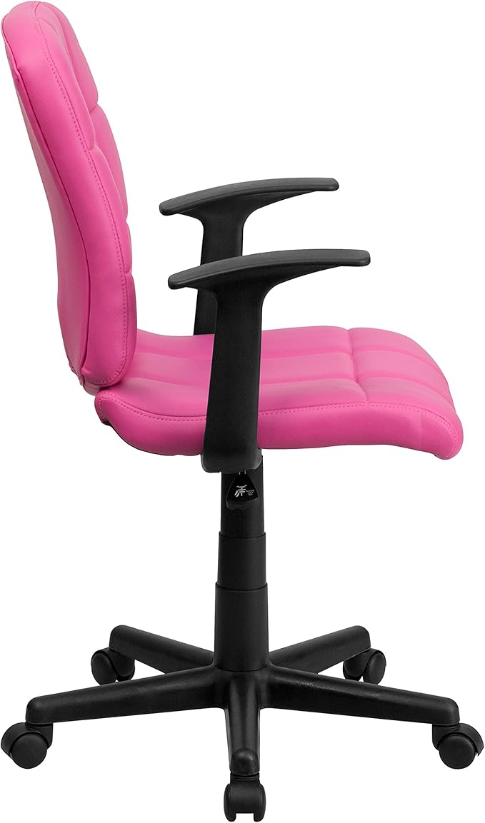 Flash Furniture Clayton Mid-Back Pink Quilted Vinyl Swivel Task Office Chair with Arms