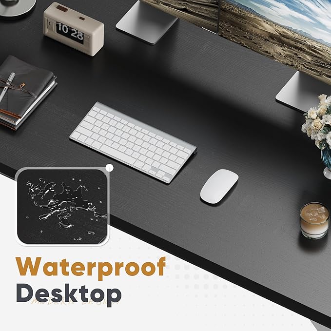 Shahoo Computer Desk, 48 Inch Office Writing Work Table, with Storage Bag and Hook, for Home, Study, Black