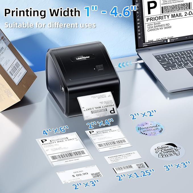 D550 Pro Wireless Thermal Printer&Transprant Label Holder,Wireless Thermal Labels Printers for Small Business,Office, Home,Support Bluetooth/Ethernet/USB
