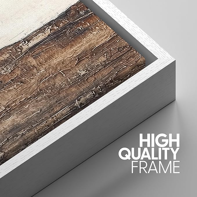 SIGNWIN Framed Canvas Print Wall Art Set Rustic Earth-Tone Horizon Abstract Landscape Illustrations Modern Art Decorative Nordic Abstract for Living Room, Bedroom, Office - 16"x24"x3 White