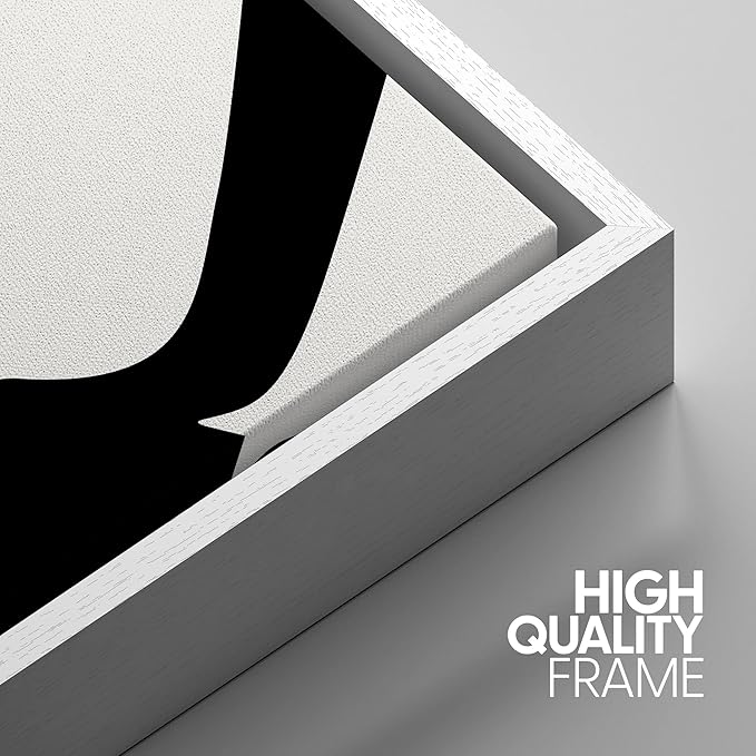 IDEA4WALL Framed Canvas Print Wall Art Set Black White Geometric Graffiti Landscape Abstract Shapes Illustrations Modern Art Decorative Contemporary for Living Room, Bedroom, Office - 16"x24"x3 White