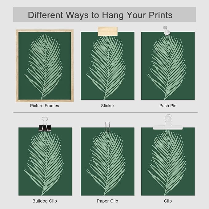 SIGNWIN Adhesive Canvas Poster Bathroom Decor 11"x14"x 8, Wall Art Room Decor Multicolor for Living Room, Bedroom, Office Green Jungle Plant Ballet European Landscape Vintage Illustrations Bohemian