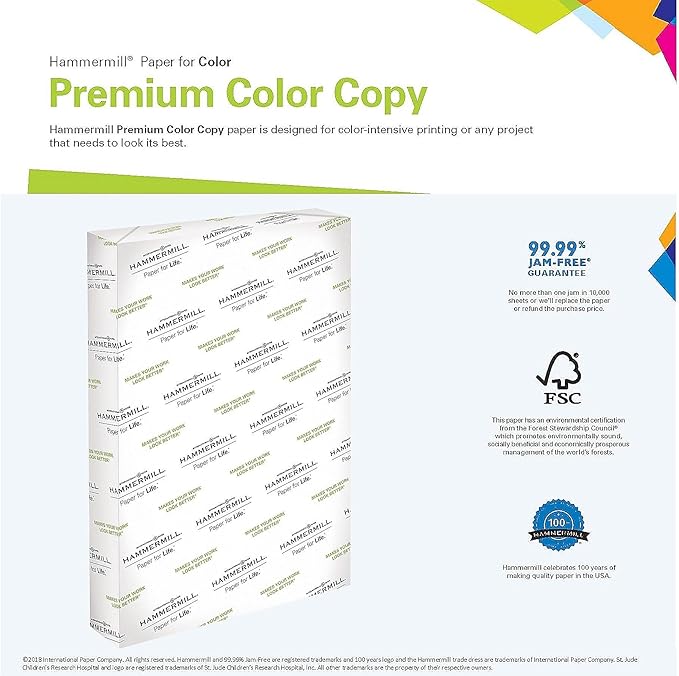 Hammermill Printer Paper, Premium Color 28 lb Copy Paper, 12 x 18-100 Bright, Made in the USA, 106125R - 1 Ream (500 Sheets)