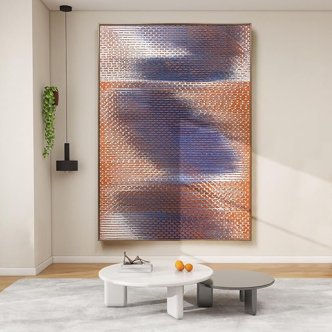 BrightA Blue and Orange Large Modern Wall Art Big Wall Art Large Wall Decor for Living Room Bedroom Hallway Living Room Wall Decor 59"x84.6"