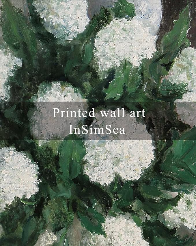 InSimSea Framed Canvas Prints Art Vintage Decor, Flower Wall Art Home Decor, White Hydrangea Paintings Large Prints, Botanical Floral Wall Decoration for Living Room Bathroom Office, 16"x24"