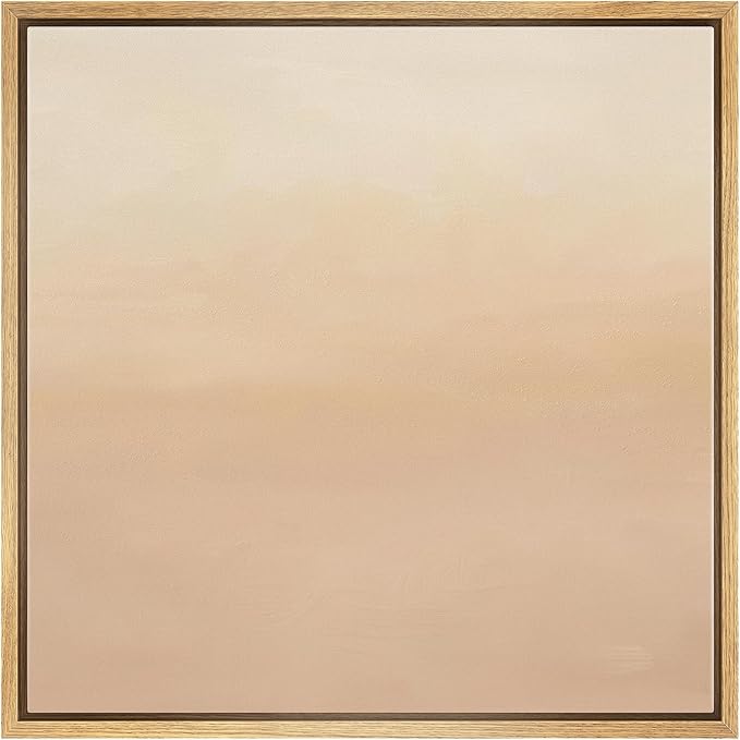 SIGNWIN Framed Canvas Print Wall Art Soft Blush Gradient Minimalist Light Pink Illustration Modern Art Decorative Nordic Minimal Calm/Zen for Living Room, Bedroom, Office - 16"x16" Natural