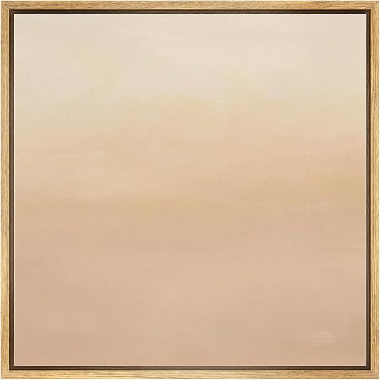 SIGNWIN Framed Canvas Print Wall Art Soft Blush Gradient Minimalist Light Pink Illustration Modern Art Decorative Nordic Minimal Calm/Zen for Living Room, Bedroom, Office - 16"x16" Natural