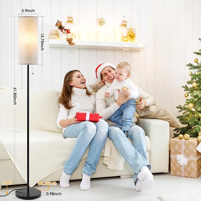 Floor Lamp for Living Room, 3 Color Temperature Modern Standing Lamps, Minimalist Pole Lamp Tall Lamps for Bedroom Living Room Office,Black