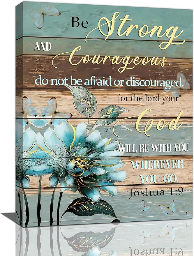 Christian Wall Art Bible Verse Floral Pictures Wall Decor Religious Scripture Flower Canvas Painting Modern Home Decoration Artwork for Bathroom Bedroom Living Room Office Framed 12"x16"
