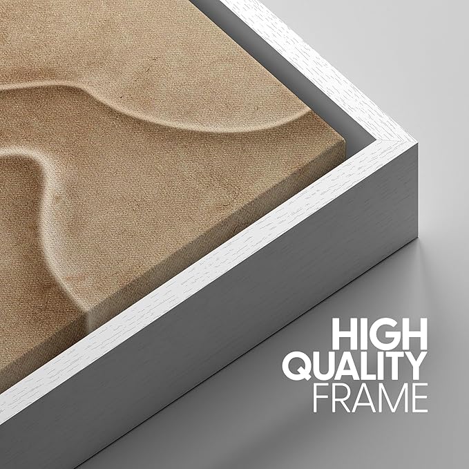 SIGNWIN Framed Canvas Print Wall Art Set Textured Sand Art Organic Curved Shapes in Neutral Tones Illustrations Modern Art Decorative Abstract for Living Room, Bedroom, Office - 24"x36"x3 White