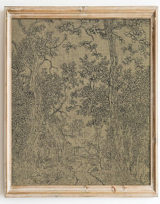 Kizbok Vintage Wall Art Prints Decor,Farmhouse Wall Decor Landscape Sketch Canvas Prints Painting, Antique Landscape Drawing Woodland Art Pictures, Vintage Artwork Poster (8" x 10"-UNFRAMED)