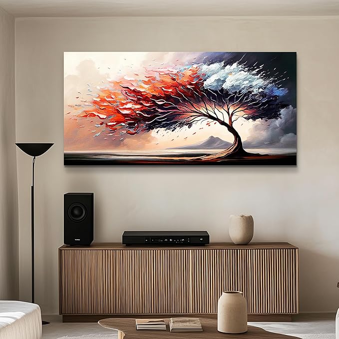 MHARTK66 Wall Decorations For Living Room Large Canvas Wall Art For Bedroom Office Decor Tree Landscape Abstract Wall Paintings Framed Prints Pictures Artwork Modern Hotel Room Home Decor 30x60 In