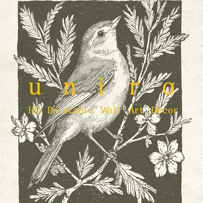 uniro Wall Art Canvas Print Vintage Bird Wall Art Canvas Sparrow Farmhouse Pictures Neutral Sketch bird Canvas Oil Painting Nursery Decor Modern Home and Bedroom Decoration (8" x 10" UNFRAMED)