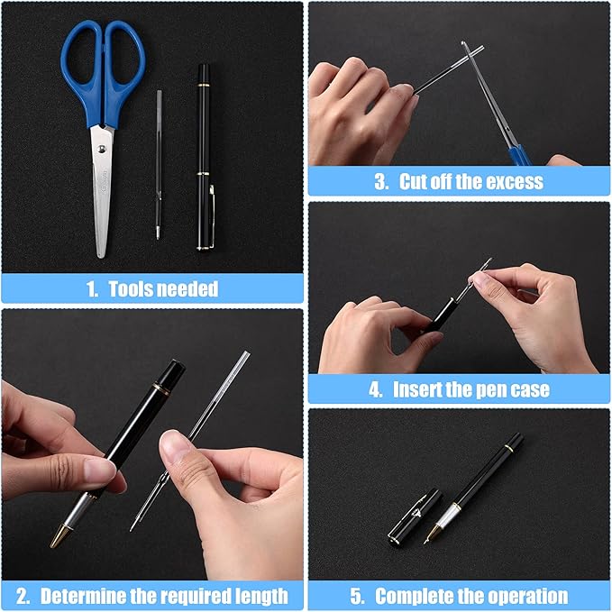 Outus 30 Pieces 0.7 mm Retractable Pen Refills Replacement Ballpoint Pen Refills Black and Blue Ink Pen Refills for Retractable Pen Office School Supplies, 107 mm in Length