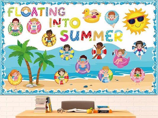 Pajean Summer Bulletin Board Set Summer Classroom Decoration Paper Cutout for Back to School Class Window Wall Home Party Decor(Float)