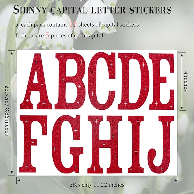Glitter Bulletin Board Letters 155 Pieces 4 Inch Letter Stickers for Poster Board Stick on Letters for Bulletin Board Display Home School Classroom Decor(Red)