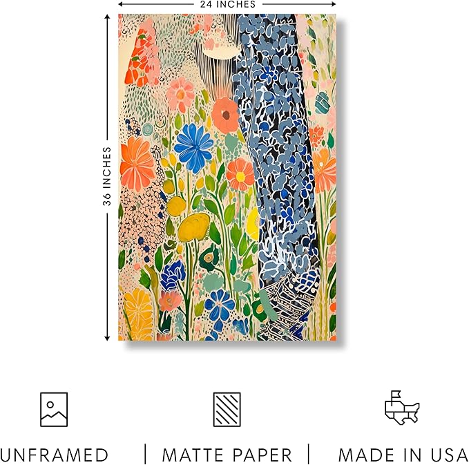HAUS AND HUES Floral Art Wall Decor - Wildflowers Wall Art for Living Room, Floral Artwork for Bedroom Walls, Flower Painting for College Girls Dorm Room (Spring Florals, Unframed, 24x36)