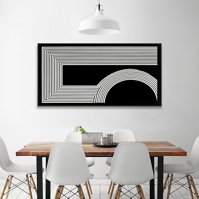 Canvas Art Wall Decor Modern Line Art Prints Black And White Abstract Art Print Painting Modern Artwork Decorations For Living Room Pictures For Bedroom Office Home Wall Decor 24 X 48 In With Framed