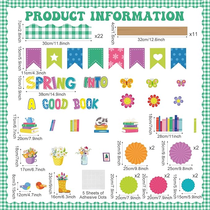 Containlol 3D Spring Reading Bulletin Board Decorations Set for Classroom Book Shelf Butterfly Flower Read Bulletin Board Border Cutouts Back to Preschool Library Chalkboard Wall Office Decor Supplies