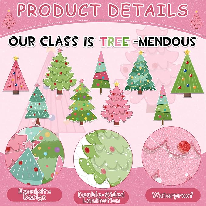 gisgfim Merry Christmas Tree Paper Cutouts Winter Tree Classroom Bulletin Board Set for Xmas Winter Holiday Party School Home Wall Decor Supplies