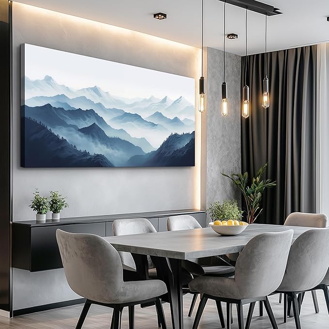 MHARTK66 Large Wall Art For Living Room Canvas Wall Decor For Office Bedroom Decor Art Black And White Grey Mountain Scenery Wall Painting View Pictures Artwork Hotel Room Home Decor 30x60 In