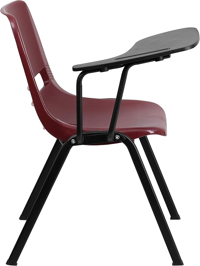 Flash Furniture HERCULES Burgundy Ergonomic Shell Chair with Right Handed Flip-Up Tablet Arm