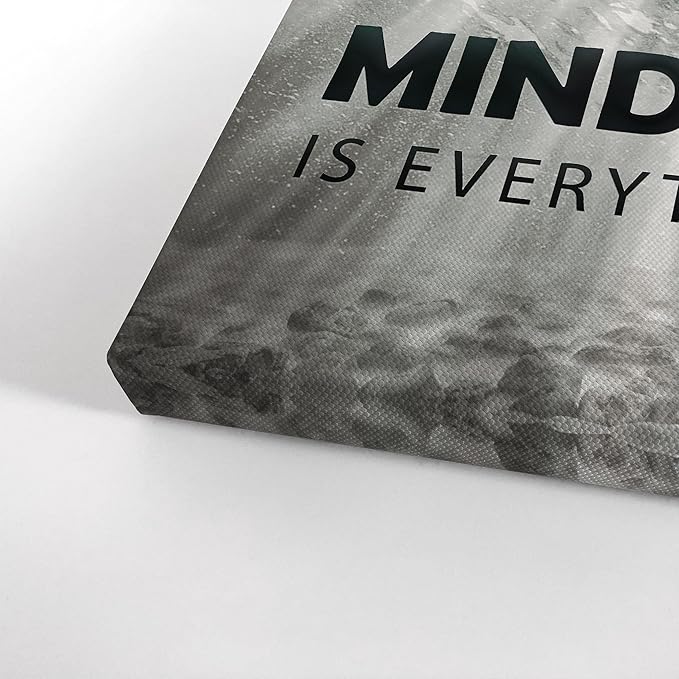 Smile Art Design Black and White Mindset is Everyting Orange Fish vs Shark Motivational Wall Art Canvas Print Inspirational Entrepreneur Quote Office Living Room Decor Gift Ready to Hang 40x30