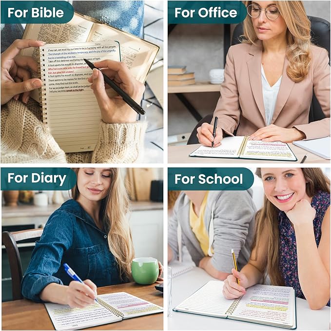 Taja Lined Spiral Journal Notebook for Women & Men, 140 Pages, College Ruled Hardcover Notebook for Work & Note Taking, Journals for Writing, A5(5.7" x 7.9") – Pine Emerald