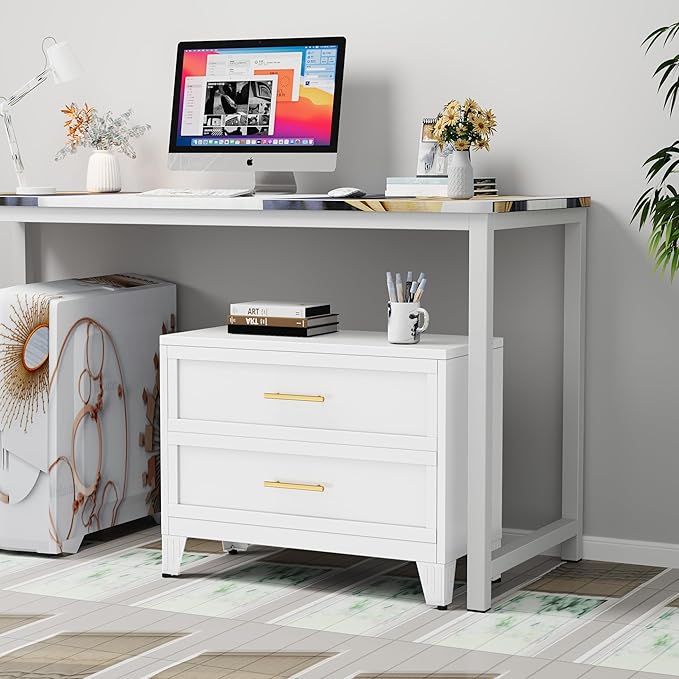 Dresser for Bedroom 2 Drawers, Metal Dresser Chest of Drawers, can be Used as Nightstand, Side Table, Under Desk Steel File Cabinet for Home Office Storage Small Size Files (White)