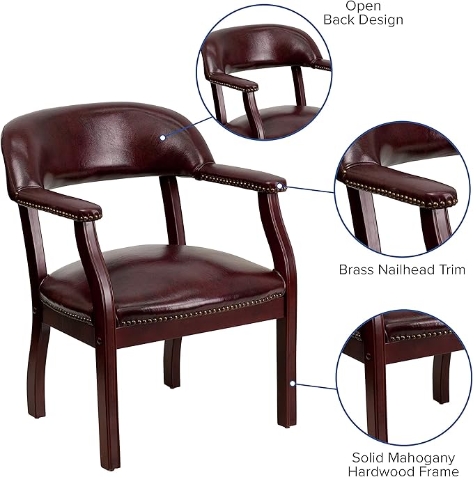 Flash Furniture Diamond Oxblood Vinyl Luxurious Conference Chair with Accent Nail Trim