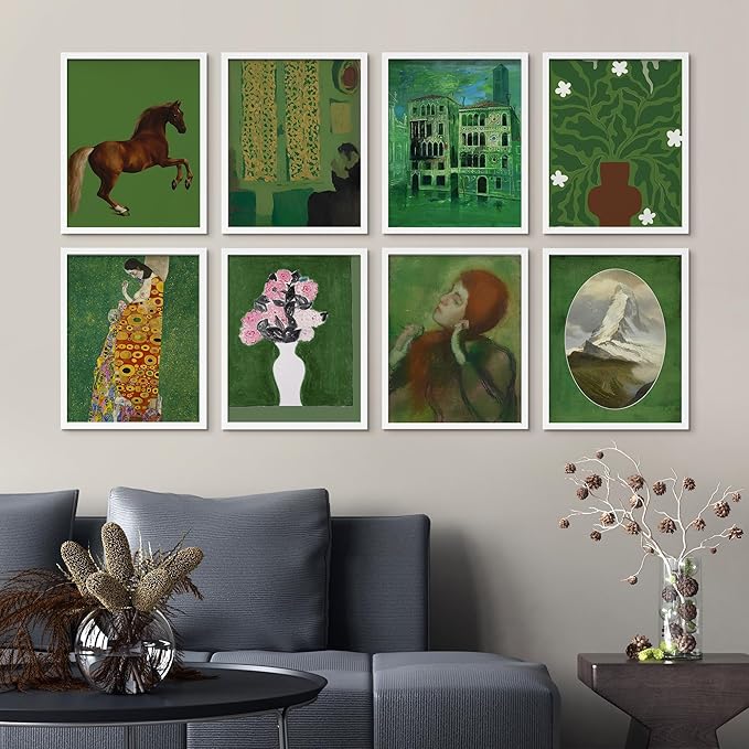SIGNWIN Framed Poster Bathroom Decor, Wall Art Room Decor Multicolor for Living Room, Bedroom, Office Gustav Klimt Kiss Flowers Horse Landscapes Vintage Illustrations Bohemian - 8"x10"x 8 White