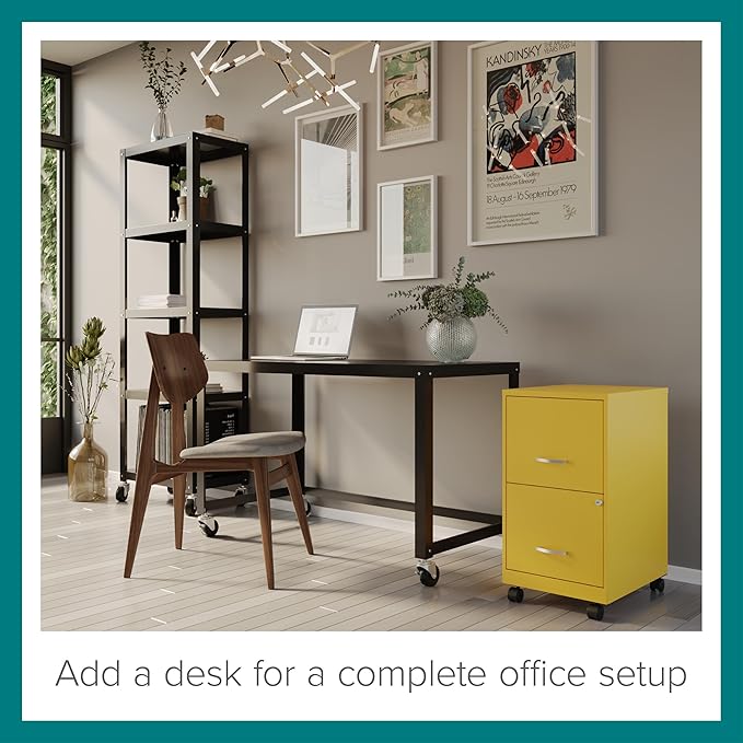 Hirsh Industries Space Solutions 18" D 2Drawer Mobile Metal Vertical File Cabinet Yellow/Goldfinch