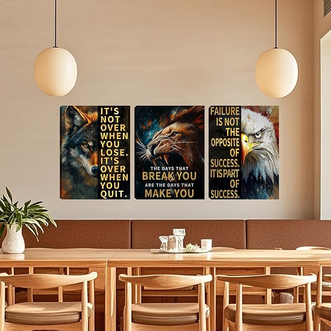 3 Panel Print Canvas Wall Art Motivational Office Wall Decor Painting Inspirational Posters Modern Inspiring Artwork for Home Living Room Bedroom Wall Decor Office Wall Art Ready to Hang - 60"Wx28"H