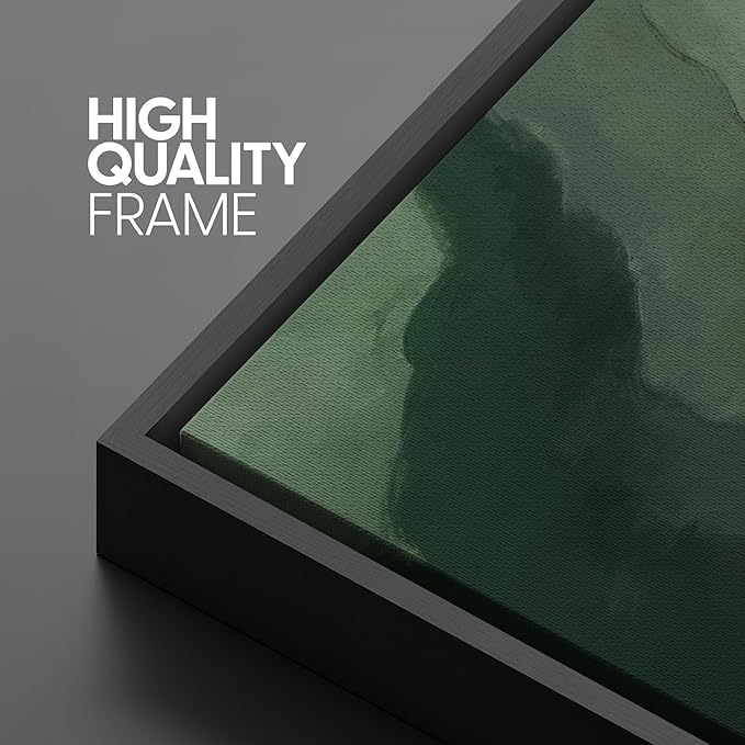 SIGNFORD Large Framed Canvas Green and Neutral Landscape Illustrations Modern Art Calm Warm for Living Room, Bedroom, Office - 60"x20"