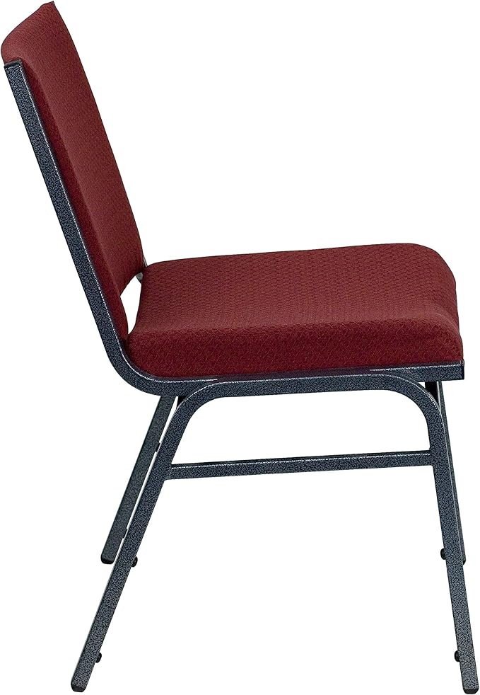 Flash Furniture HERCULES Series Heavy Duty Burgundy Patterned Fabric Stack Chair with Ganging Bracket
