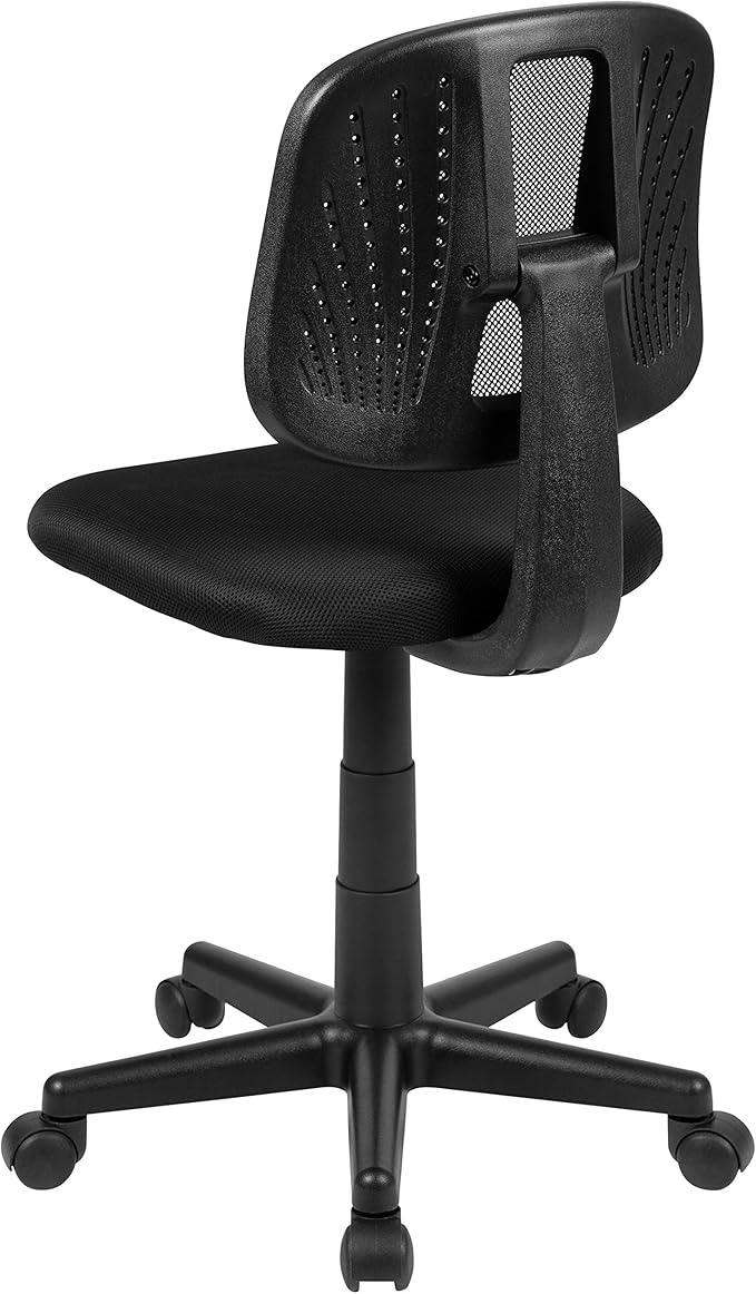 Flash Furniture Flash Fundamentals Mid-Back Swivel Task Office Chair with Pivot Back, Height-Adjustable Ergonomic Mesh Office Desk Chair, Black