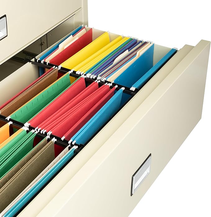44 inch Wide 3-Drawer Lateral Fireproof File Cabinet – Legal and Letter Size Filing – Key Lock – Water Resistant – Fire Safe and Impact Rated – Putty Finish – Model LAT3W44P