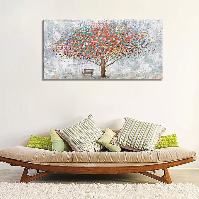 DZL Art H71150 Tree Wall Art Canvas Prints Paintings Abstract Colorful Tree Painting Landscape Modern Artwork for Living Room Bedroom Office Home Wall Decoration Decor