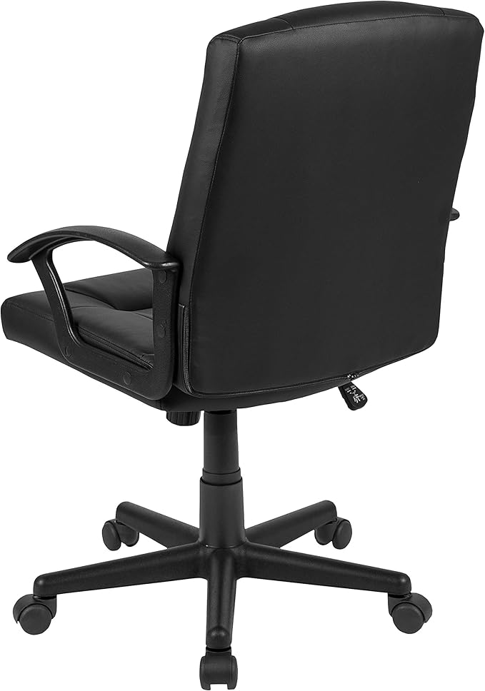 Flash Furniture Coffman Flash Fundamentals Mid-Back LeatherSoft Office and Gaming Chair, Ergonomic Office Chair with Padded LeatherSoft Seat and Arms, Black