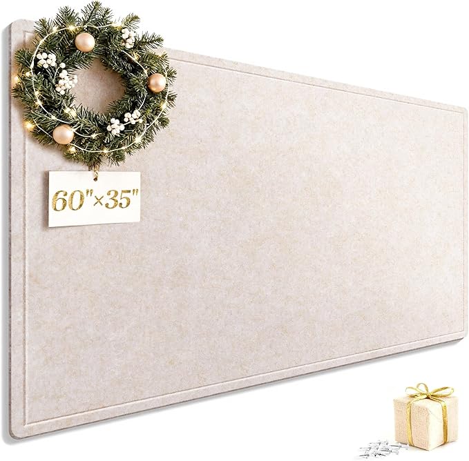 Bulletin Board, 60 X 35 inches Decorative Felt Cork Board Alternative with Pushpins, Foldable Felt Notice Pin Board Photo Display Board for Office Home School Wall