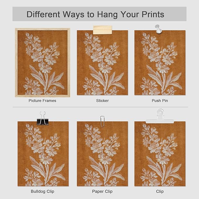 SIGNWIN Poster Wall Art Set of Floral Botanical Flower Landscapes for Living Room, Bedroom, Office - 8"x10"x 8