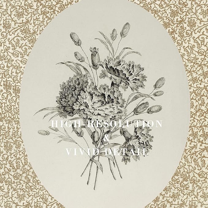 Kizbok Vintage Floral Wall Art Prints Decor Neutral Flower Drawing Canvas Prints Antique Botanical Pattern Oil Painting, Rustic Flower Art Pictures for Cottagecore Decor, Nursery Bedroom,Bathroom, Gallery Home(8" x 10"-UNFRAMED)