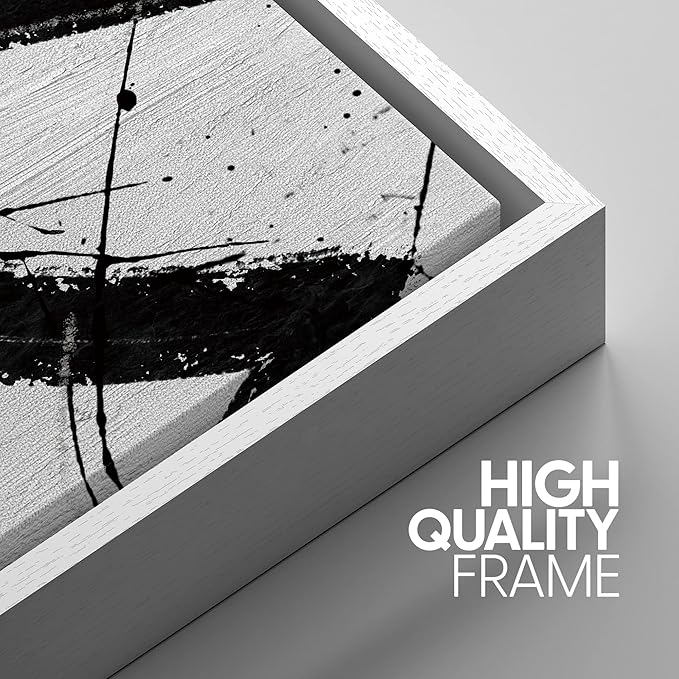 SIGNWIN Framed Canvas Print Wall Art Set Geometric Duotone Ring Landscape Graffiti & Street Art Abstract Illustrations Modern Art Decorative Nordic for Living Room, Bedroom, Office - 16"x24"x3 White