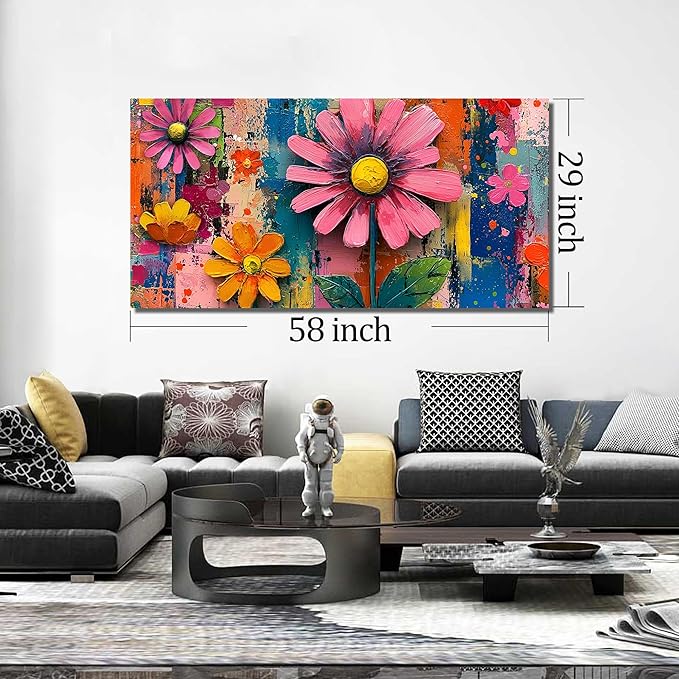 Colorful Flower Pictures Wall Art for Bedroom Home Office Decor for Women Large Prints Wall Art for Apartment Size 29 x 58 Inch